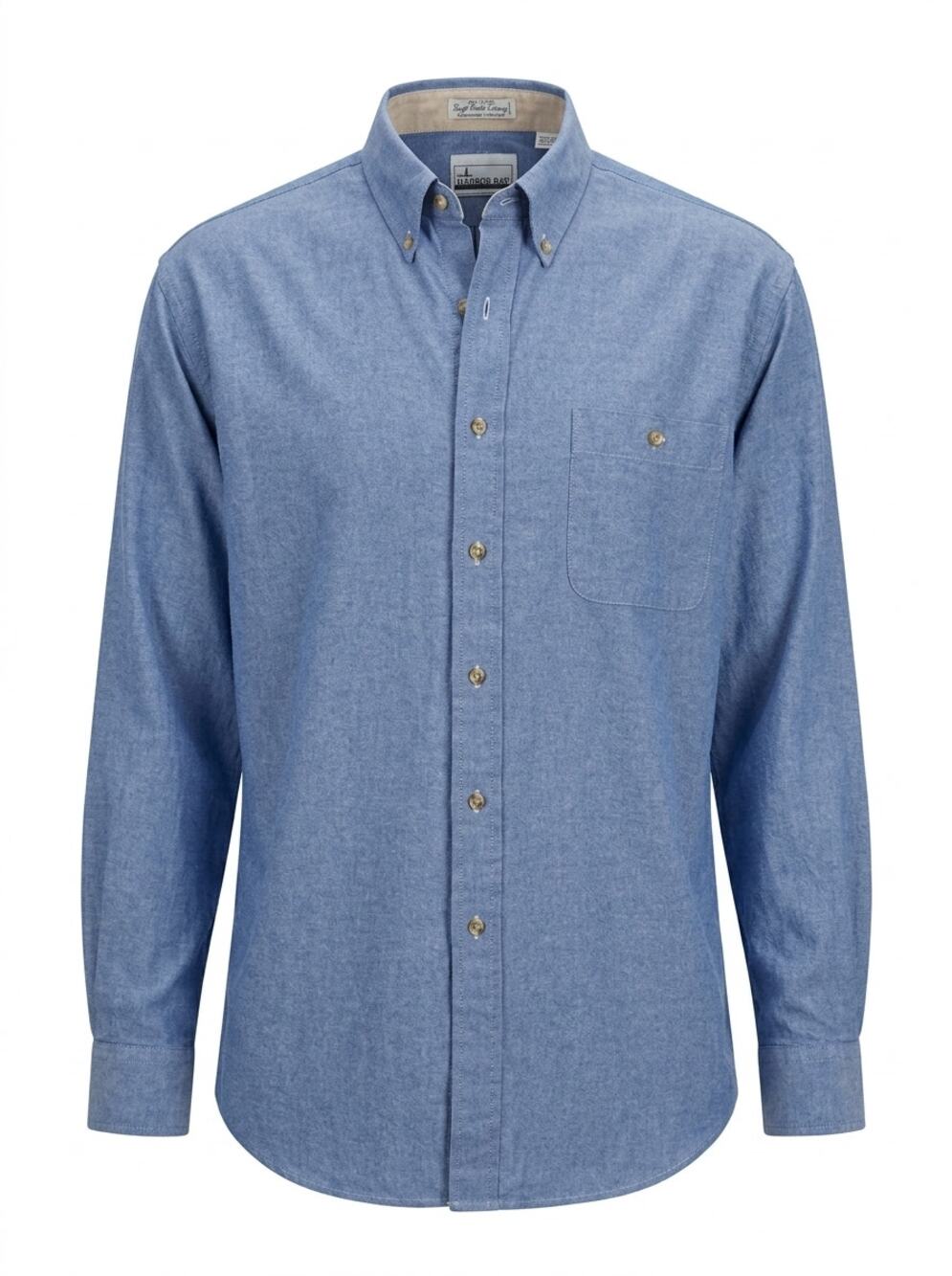 Harbor Bay Blue Collared Button-Up Shirt Men Plus Size 1X